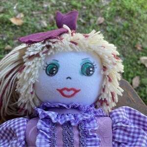 Slovenia Rag Doll Handmade Purple Embroidered Lace 18” Tall Excellent Condition!